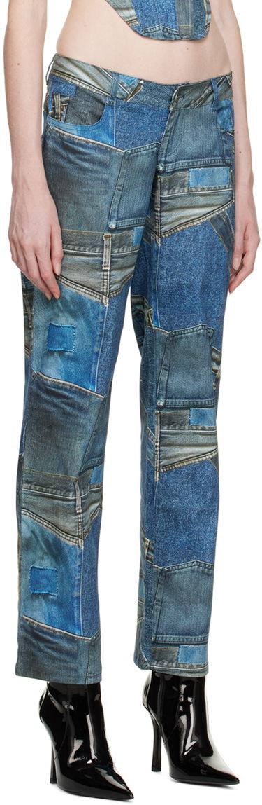Džínsy Miaou Miaou Atlas Patchwork Printed Trousers Modrá | 1023SCDEN, 1