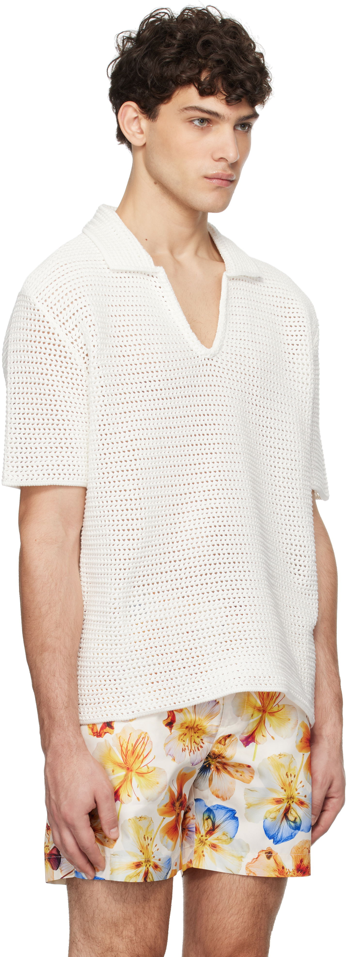 Košeľa Orlebar Brown Batten Crochet Polo Shirt Biela | 277182, 1