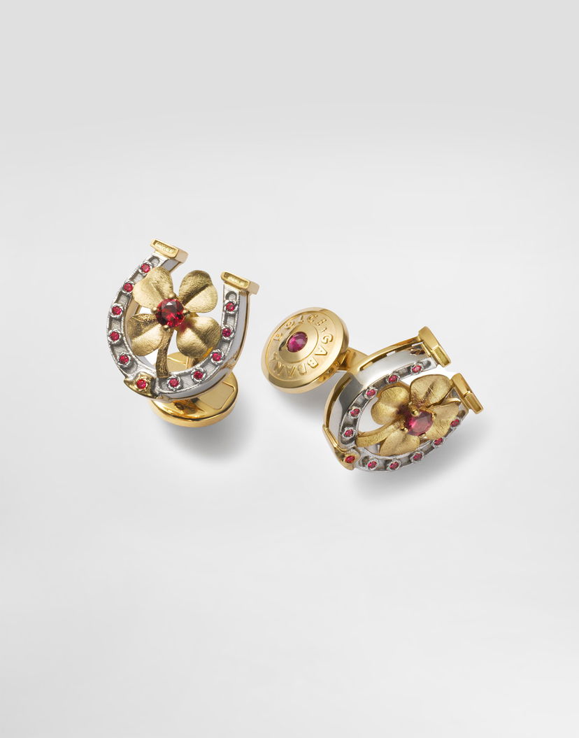 Šperky Dolce & Gabbana Dolce & Gabbana Good Luck Horseshoe Cufflinks with Rubies and 18K Gold Rôznofarebný | WFKG1GWRUB1ZOO00