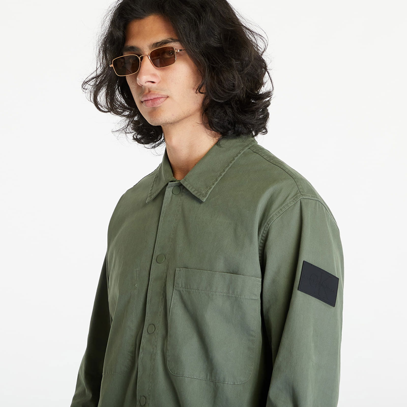 Jeans Topstitch Woven Shirt Green