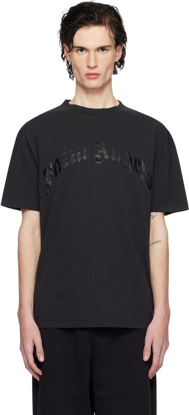 Tričko Palm Angels Curved Logo Oversize T-Shirt Čierna | PMAA001S25JER0041010, 0
