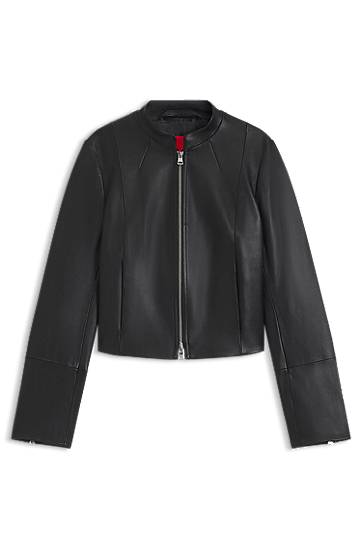 Bunda BOSS Stand Collar Leather Jacket Čierna | 50541262, 0