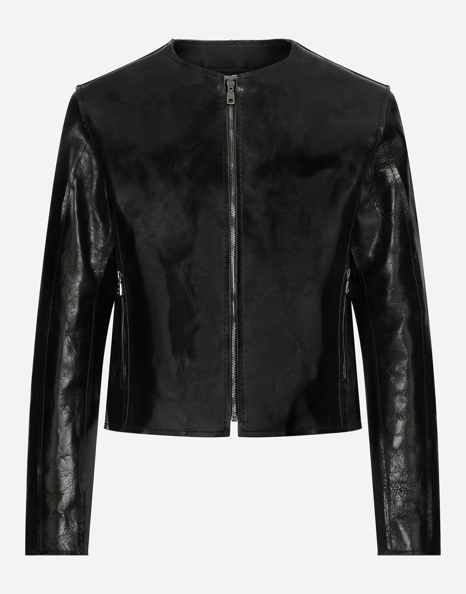 Bunda Dolce & Gabbana Collarless Leather Jacket Čierna | G9BHGLHULVXN0000, 0