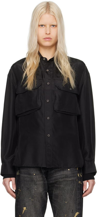 Košeľa R13 R13 Oversized Pocket Shirt Čierna | R13WR256-R314B, 0