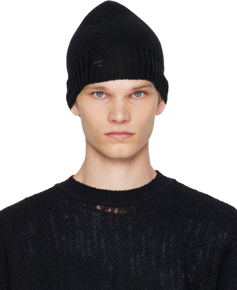 Kulicha Ann Demeulemeester Ann Demeulemeester Edon Destroyed Seed Stitch Beanie Čierna | B0013176-KN071-099