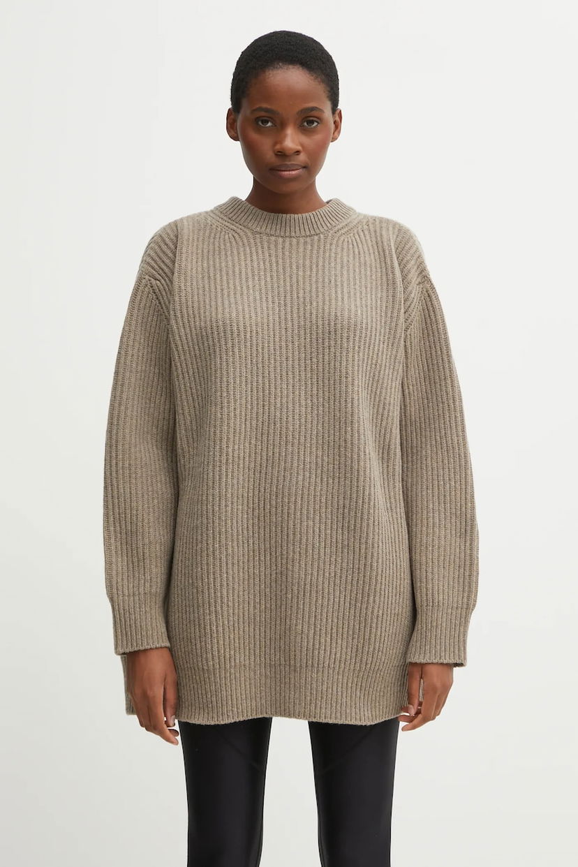 Sveter Maison Margiela MM6 Maison Margiela Ribbed Wool Blend Sweater Béžová | S62HL0042.M13193.114