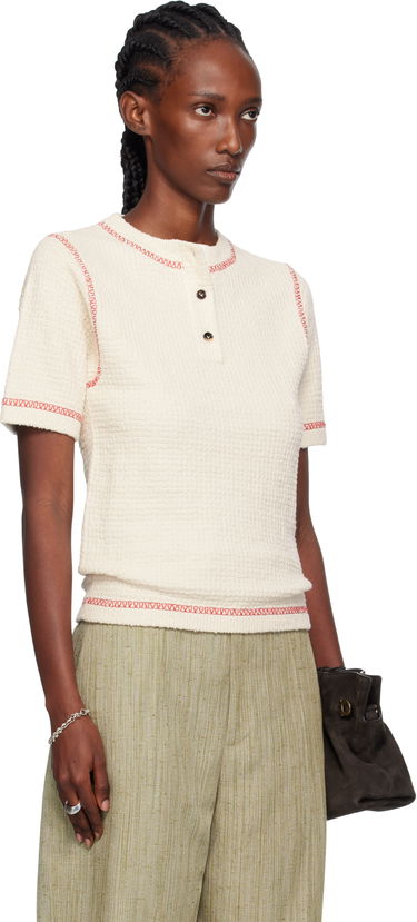 Polo tričko Bottega Veneta Bottega Veneta Waffle Knit Polo Shirt Biela | 825700 V5BD0, 1