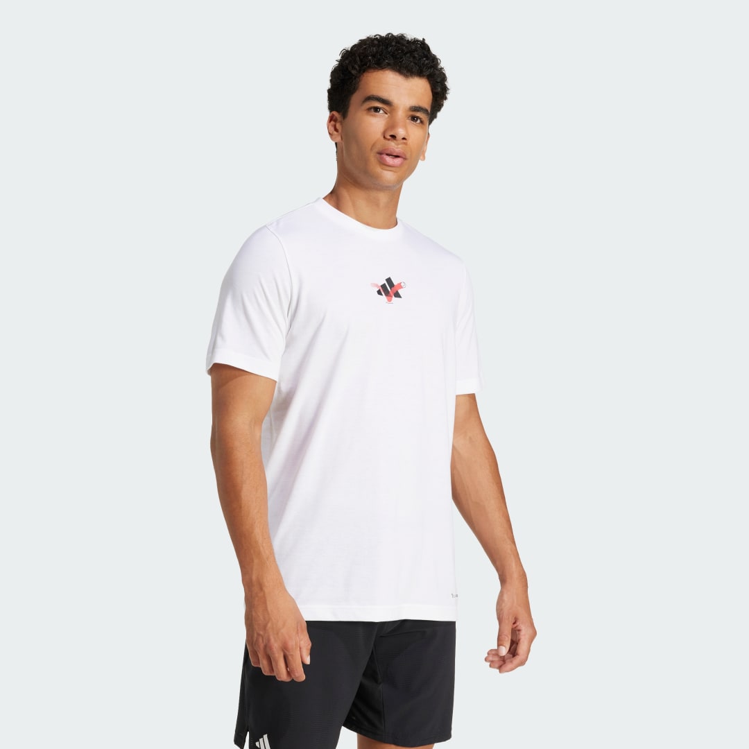 Tričko adidas Performance Tennis Happy 3 Balls Graphic Tee Biela | JD8252, 1