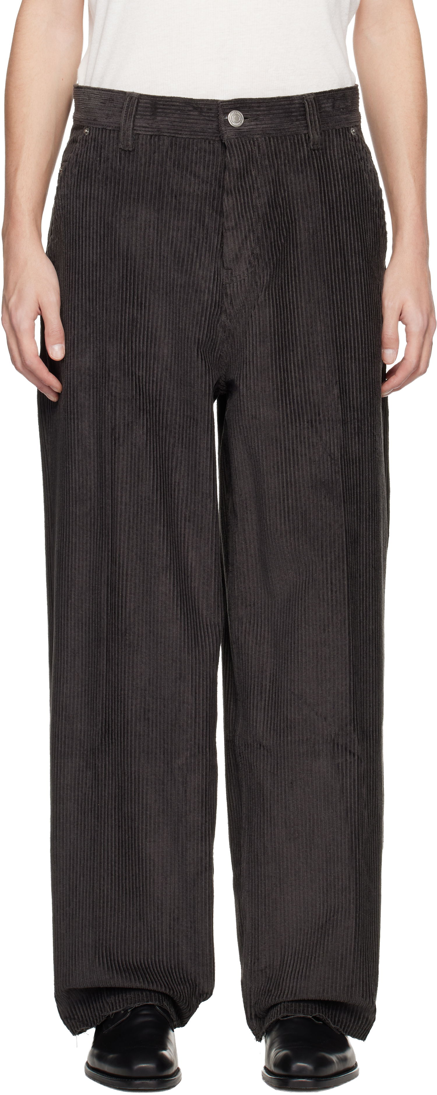 Nohavice AMI AMI Paris Cotton Corduroy Large Fit Trousers Čierna | H25HTR830.CO0131, 0