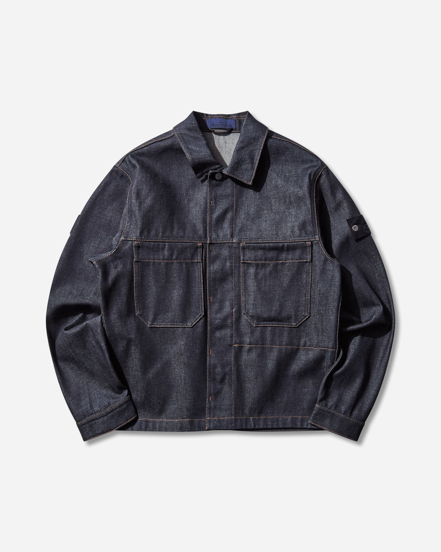Bunda Stone Island Raw Denim Contrast Stitch Jacket Denim Research Modrá | K2S15-Q100027-S00J8 VJ200, 0