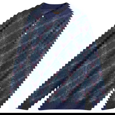 Sveter BEAMS Long Sleeve Jacquard Knit Polo Shirt Modrá | 3812-0028-156-79, 0