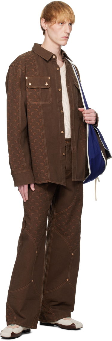 Džínsy Marine Serre Marine Serre Moon Jacquard Twill Workwear Trousers Hnedá | MPA073A CWOV0063, 3
