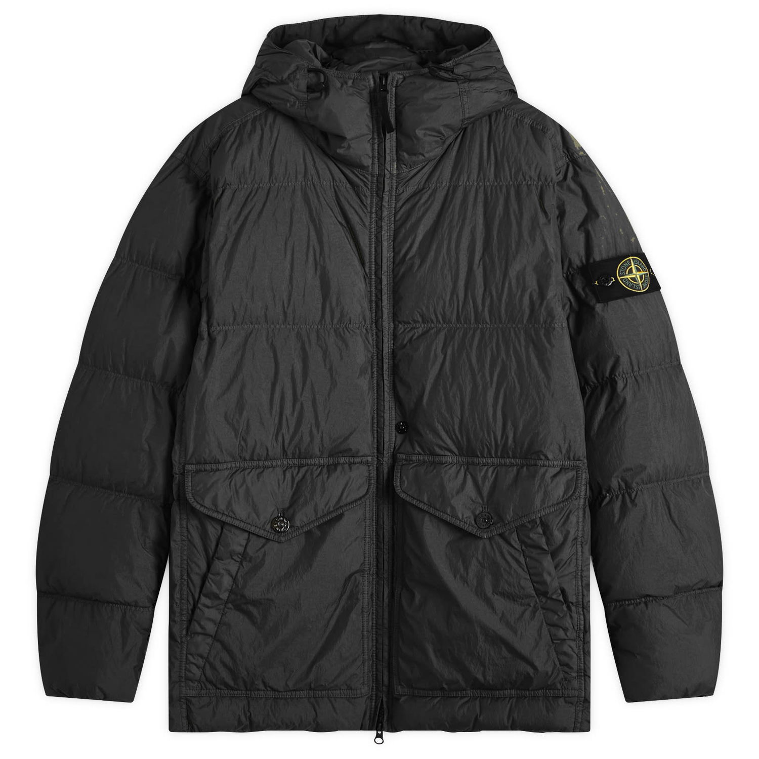 Bunda Stone Island Crinkle Reps Hooded Down Jacket Čierna | 811540723-V0029, 0