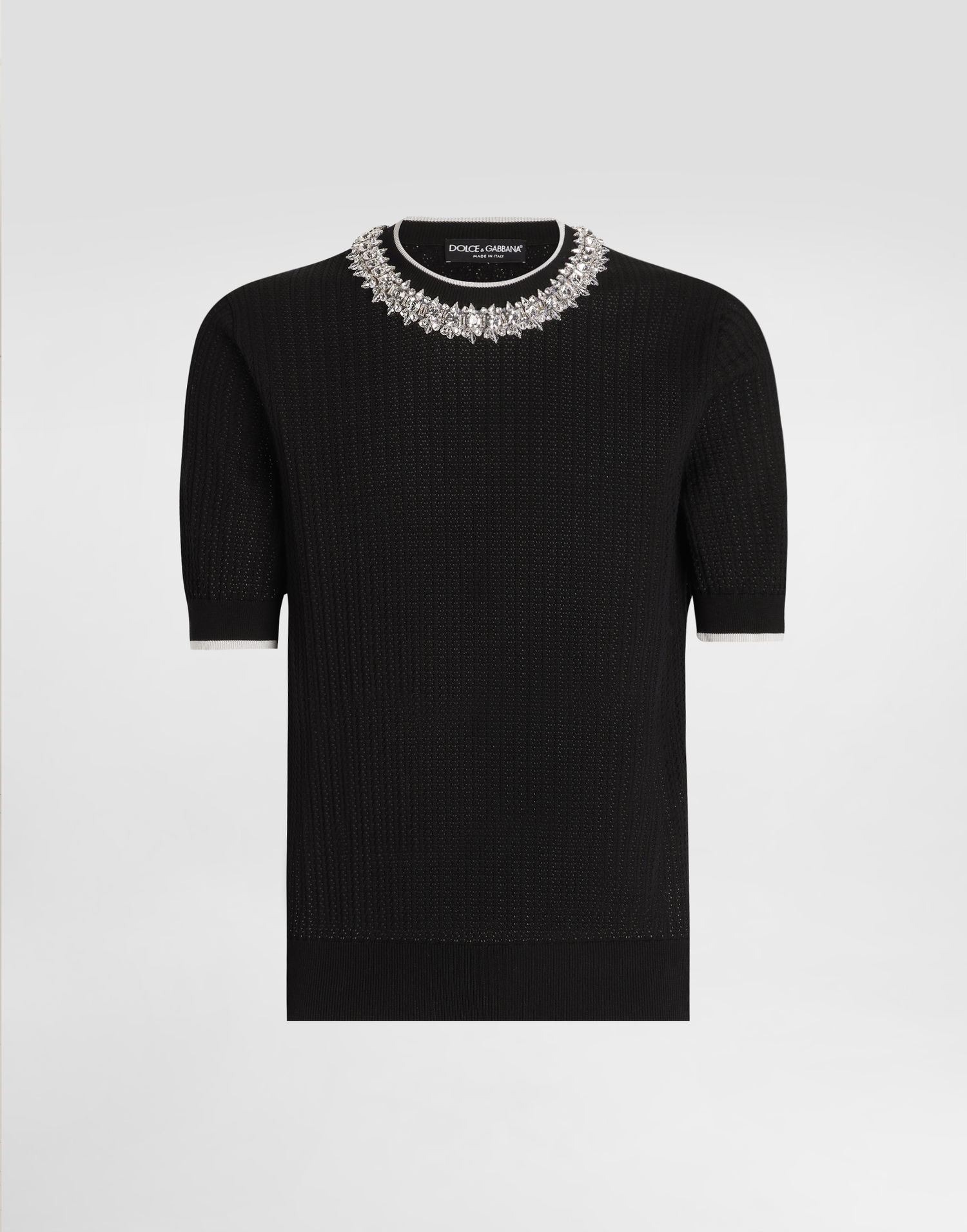 Sveter Dolce & Gabbana Dolce & Gabbana Crystal Embellished Crewneck Sweater Čierna | GXX03ZJBCH1N0000, 0