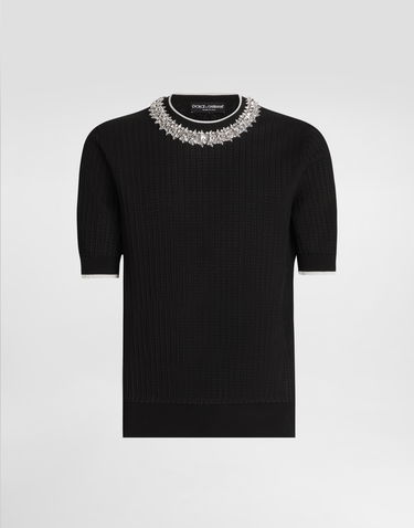 Sveter Dolce & Gabbana Dolce & Gabbana Crystal Embellished Crewneck Sweater Čierna | GXX03ZJBCH1N0000, 0