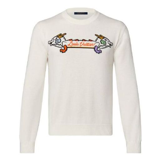 Sveter Louis Vuitton NIGO2 Crossover Dragon Print Pullover Biela | 1A9GO3