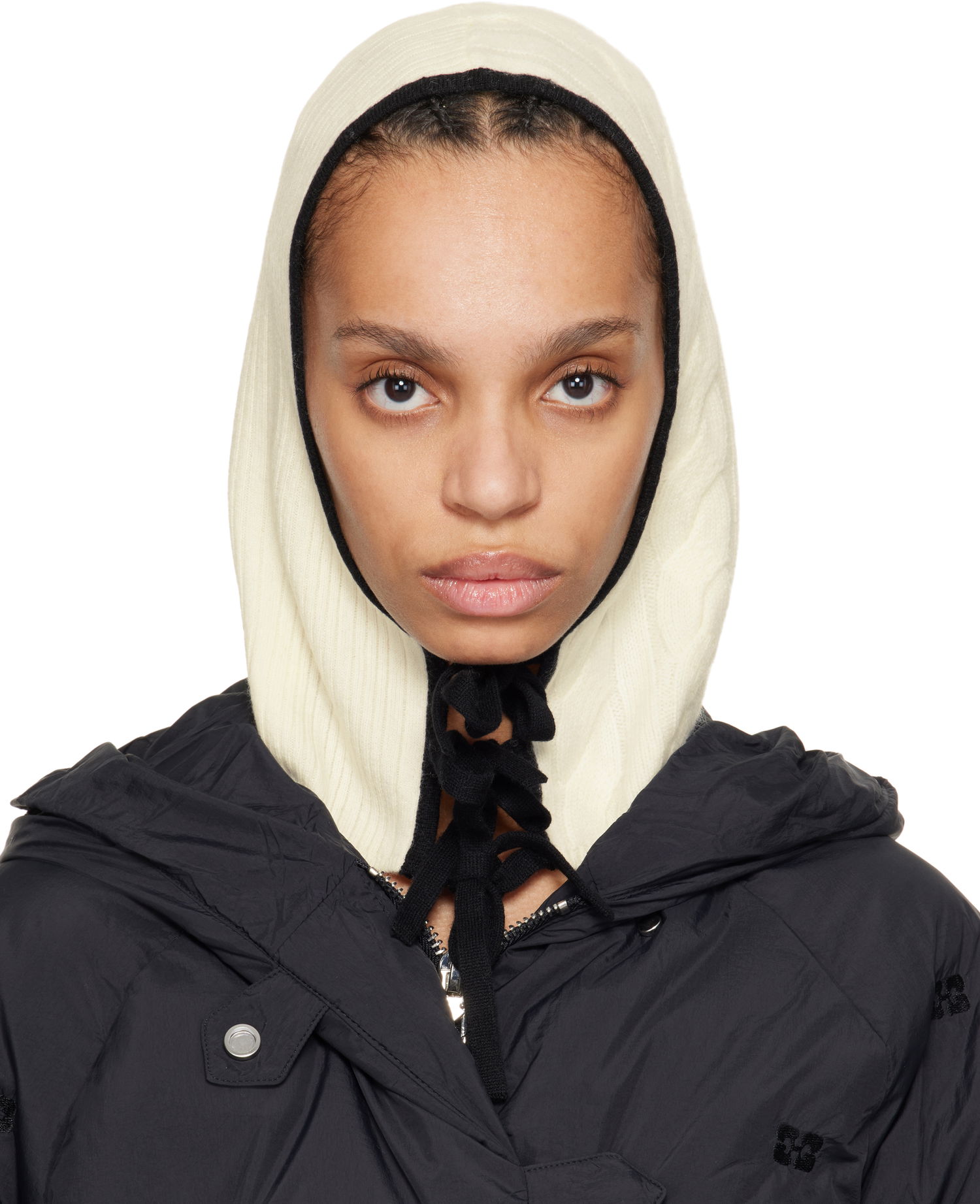 Sveter GANNI Ganni Cashmere Mix Hooded Balaclava Béžová | A6484, 0