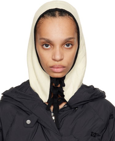 Sveter GANNI Ganni Cashmere Mix Hooded Balaclava Béžová | A6484, 0