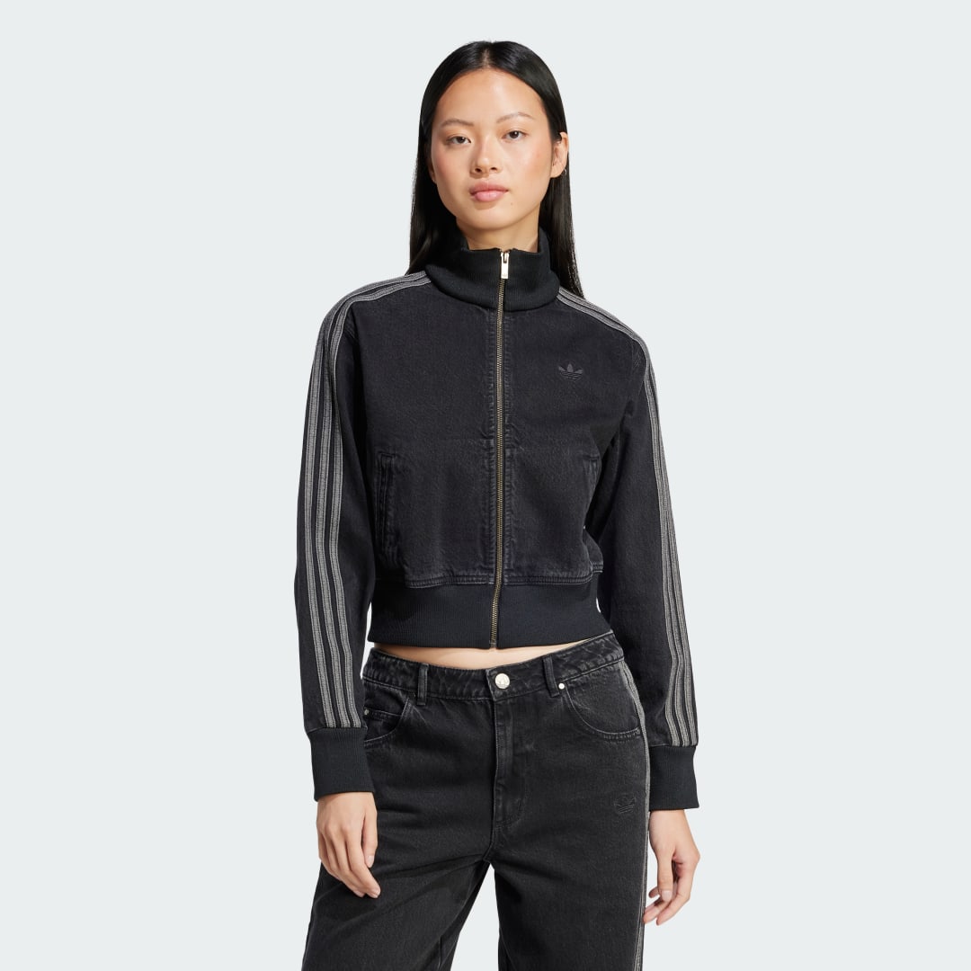 Bomber bunda adidas Performance Black Cropped Denim Jacket Čierna | JD3110, 0