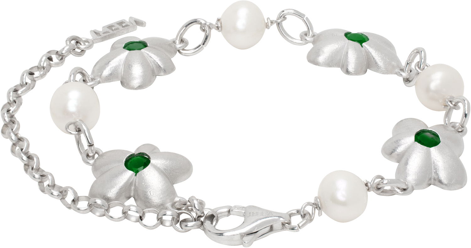 Náramok VEERT Flower Bracelet With Pearls Metalická | BR04RH-WG, 1