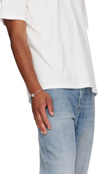 Náramok Maison Margiela MM6 Maison Margiela Silver & White Enamel Logo Cuff Bracelet Metalická | SM6UY0101 P8372, 2