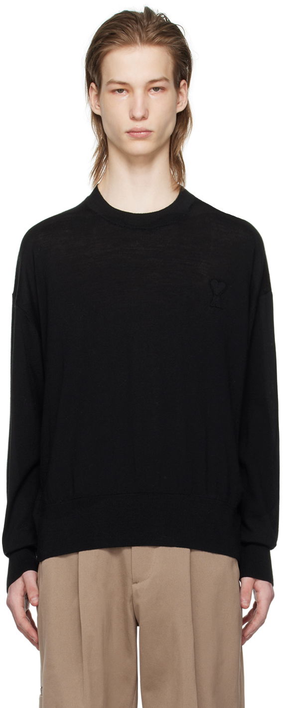 Sveter AMI Paris de Cœur Sweater Čierna | UKS042.KN0039, 0