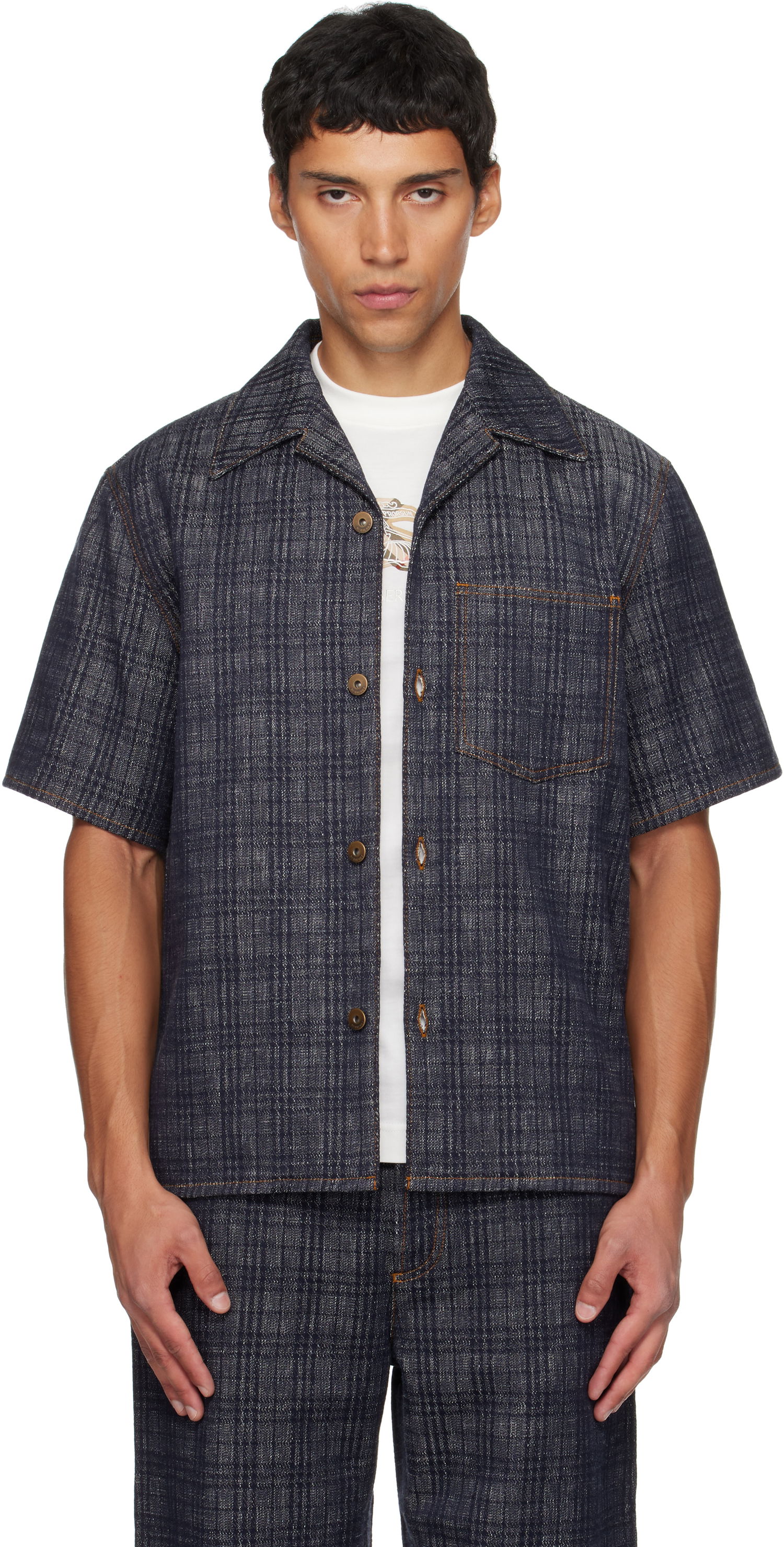 Košeľa Burberry Burberry Relaxed Fit Check Denim Shirt Modrá | 8113431, 0