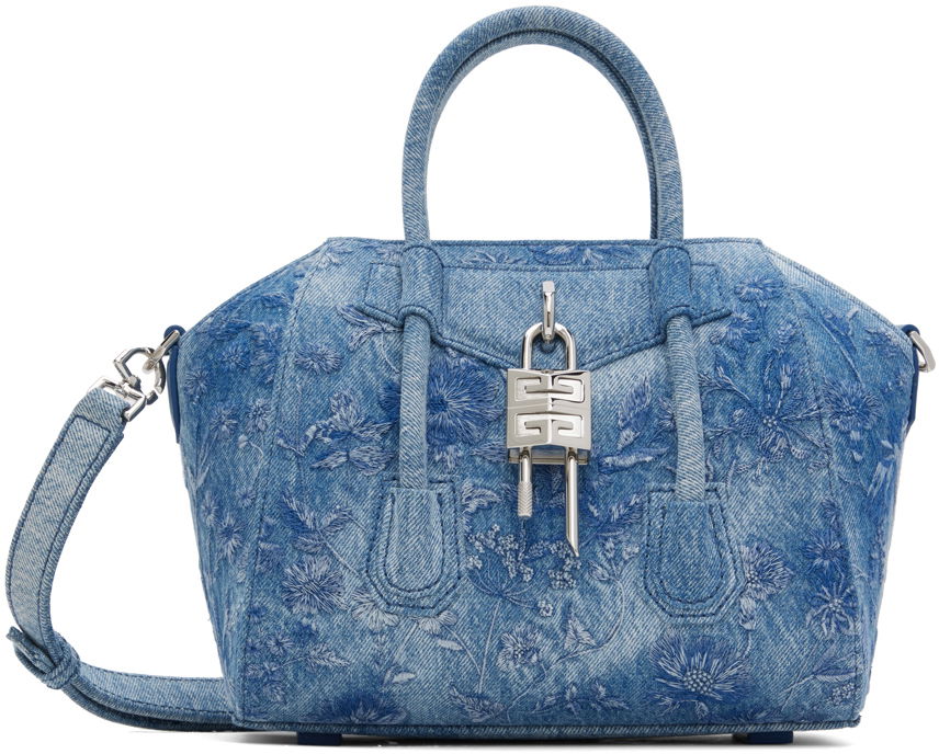 Kabelka Givenchy Blue Mini Antigona Lock Denim Bag Modrá | BB50U0B23U420, 0