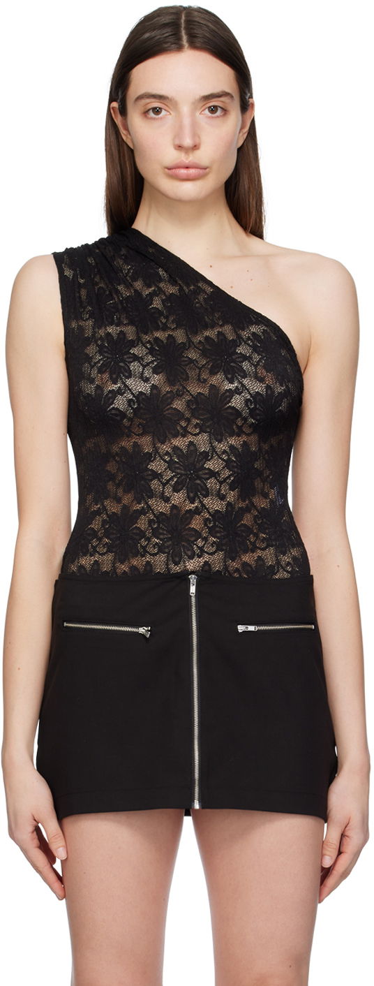 Body Miaou Miaou Jade One Shoulder Lace Bodysuit Čierna | 6005SLBLK, 0