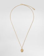 Chain Necklace with Crystal-Embellished Oval Sacred Image Pendant