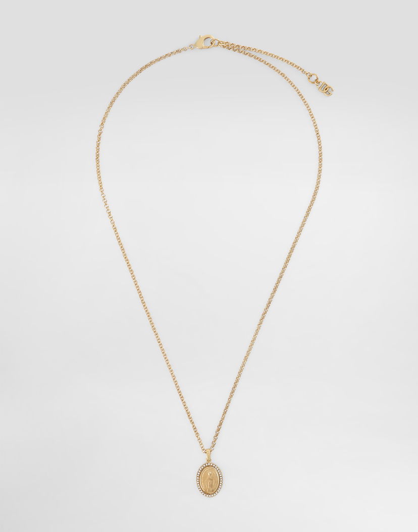 Náhrdelník Dolce & Gabbana Chain Necklace with Crystal-Embellished Oval Sacred Image Pendant Žltá | WNN5D6W1111ZOO00