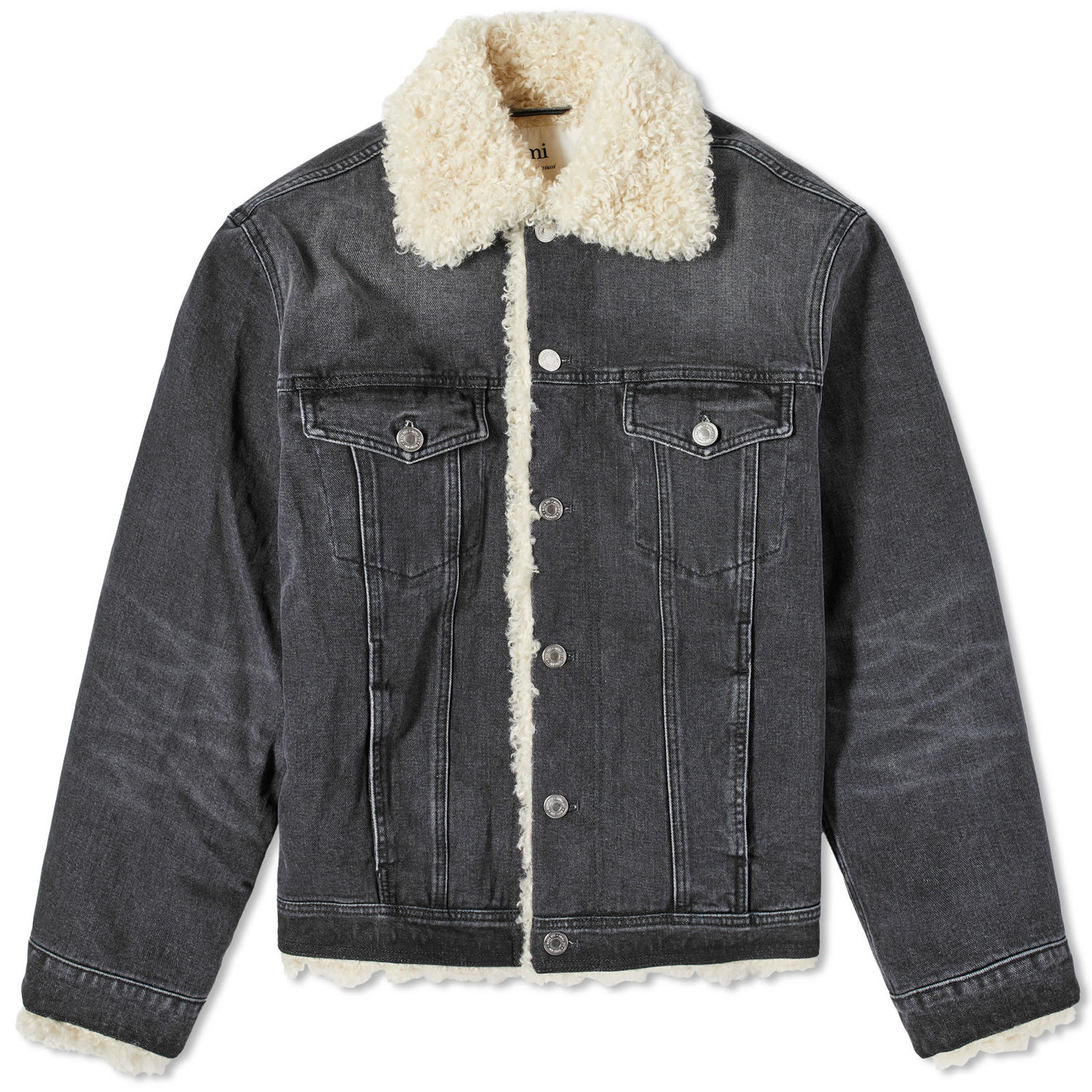 Bunda AMI Patch Logo Lined Trucker Jacket Šedá | UJK239-DE0018-031, 0