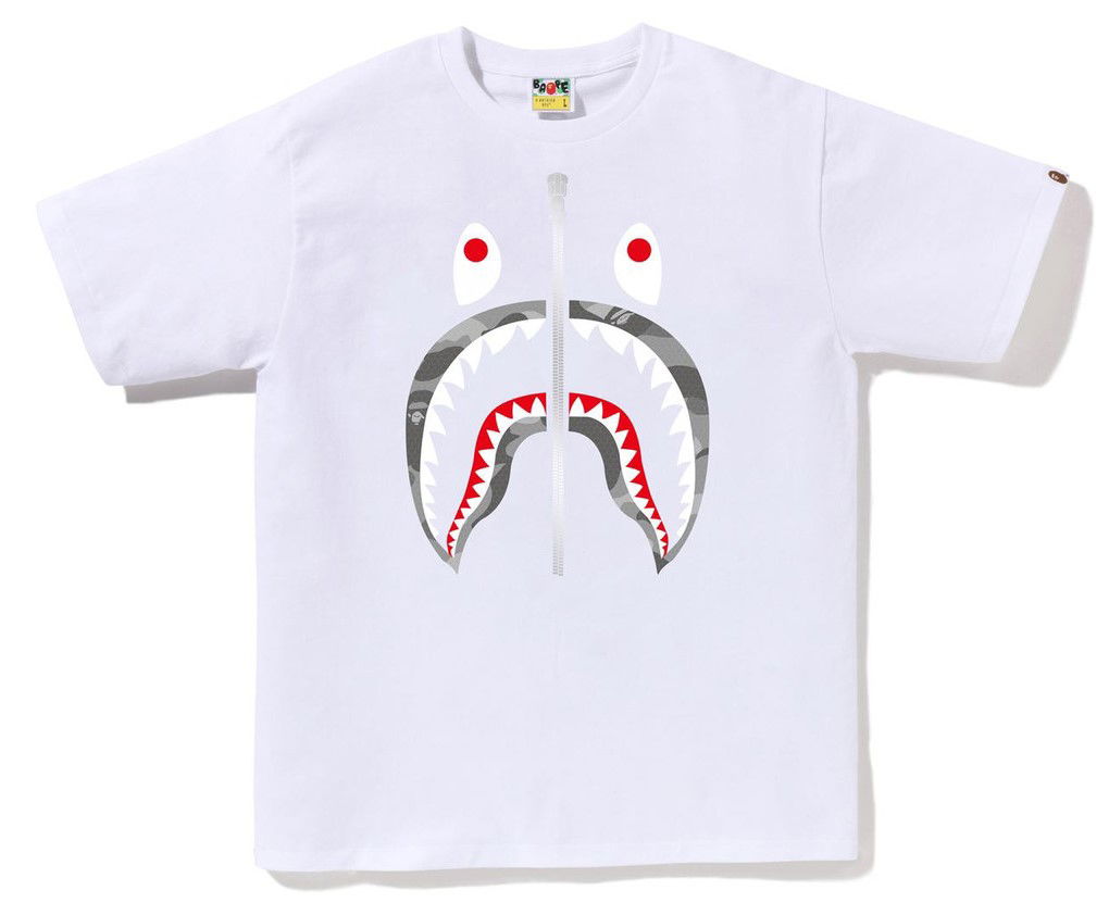 Tričko BAPE Bape Honeycomb Camo Shark Graphic T-Shirt Size L Biela | 001TEJ301042M-WHT, 0