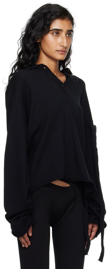 Polo tričko Ottolinger Ottolinger Deconstructed Knit Polo Čierna | 107-106207-01, 1