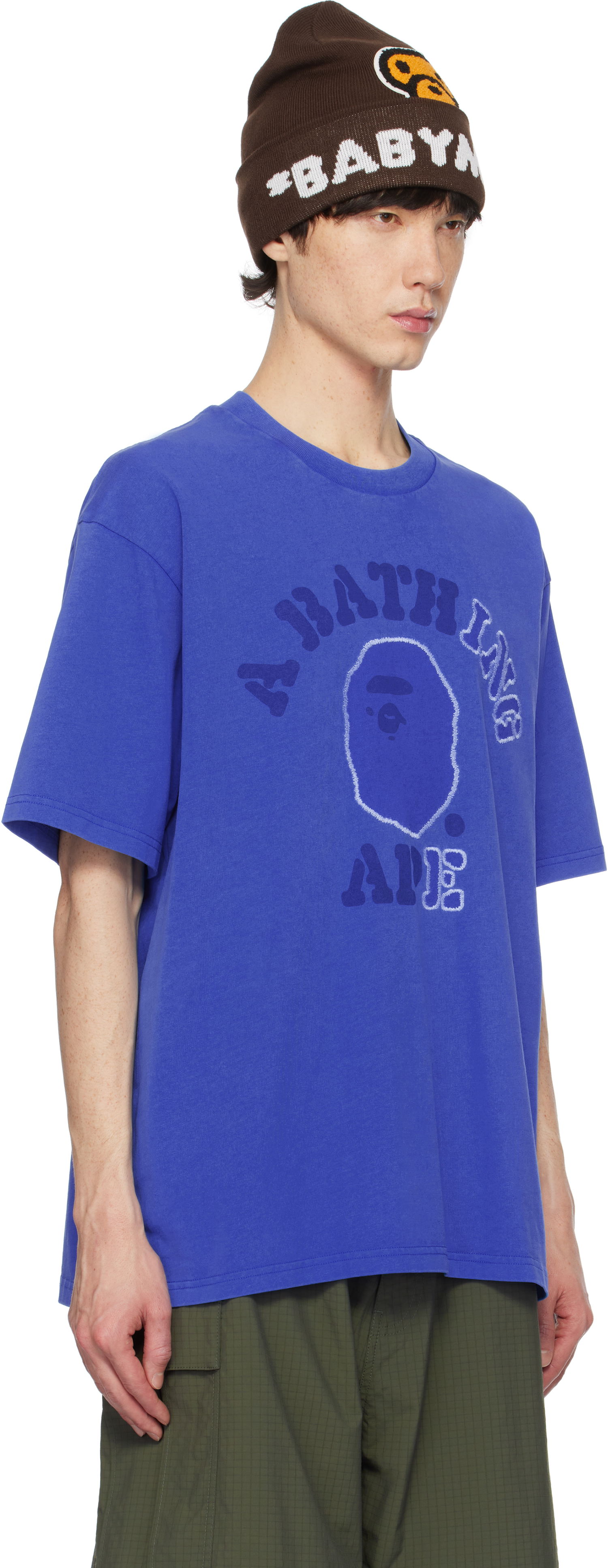 Tričko BAPE Garment Dye College Relaxed Fit T-Shirt Modrá | 001CSK801314M, 1