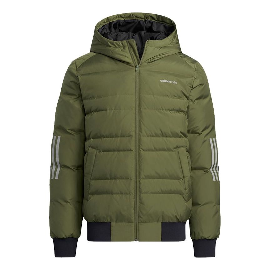 Prešívaná bunda adidas Originals 3-Stripes Hooded Down Jacket Zelené | H45270, 0