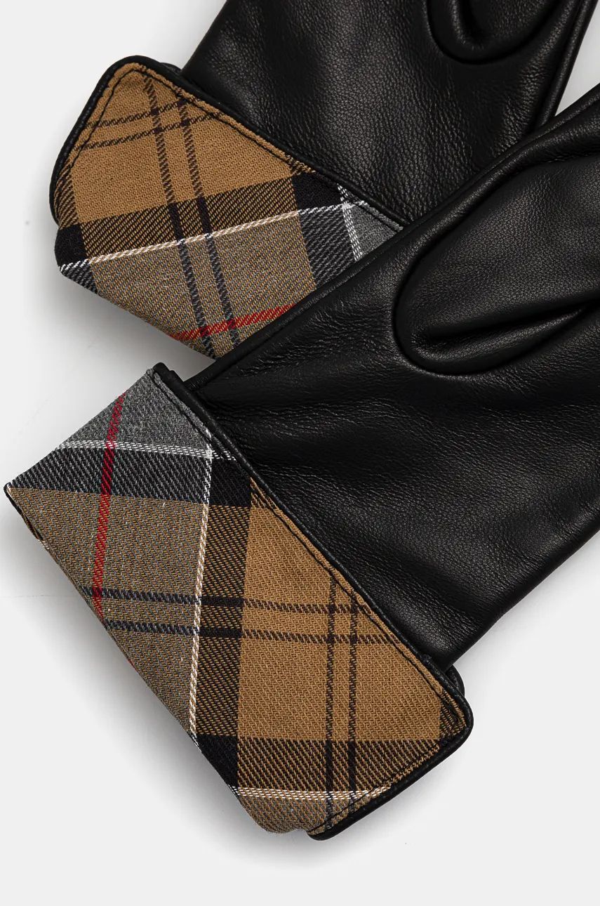 Rukavice Barbour Leather Gloves with Tartan Cuffs Čierna | LGL0005, 1