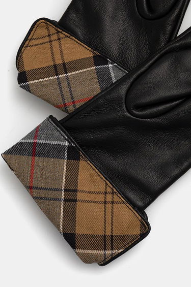 Rukavice Barbour Leather Gloves with Tartan Cuffs Čierna | LGL0005, 1