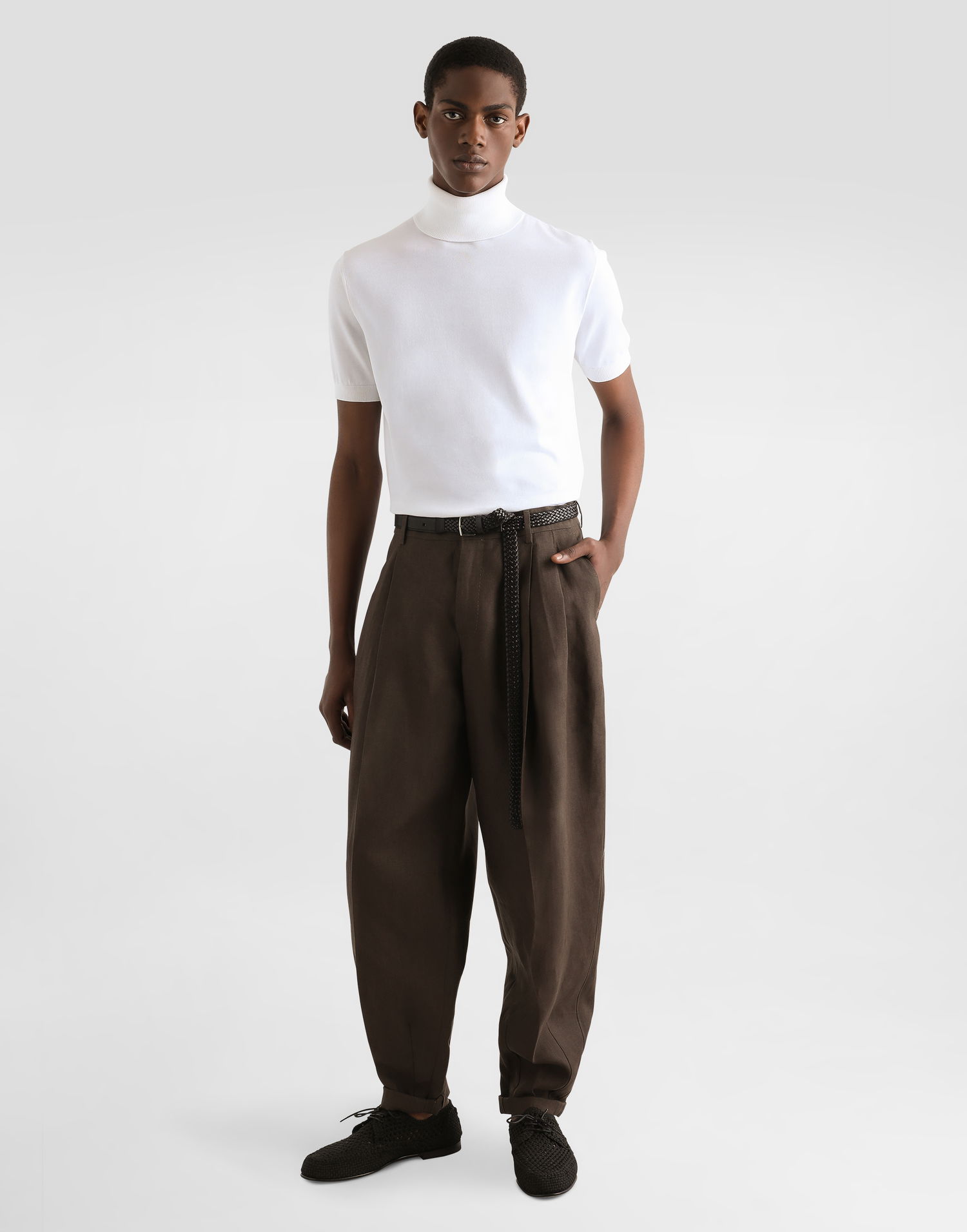 Sveter Dolce & Gabbana Dolce & Gabbana Short-Sleeved Cotton Turtleneck Biela | GXW49TJBCFVW0001, 1