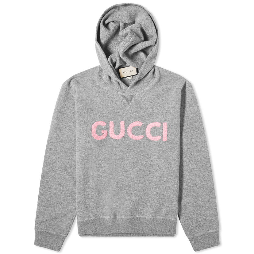 Mikina Gucci Intarsia Logo Knit Hoodie Šedá | 770169-XKDRU-1122