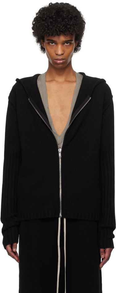 Mikina Rick Owens Rick Owens Hollywood Zipped Knit Hoodie Čierna | RU01E5666 KLWS, 0