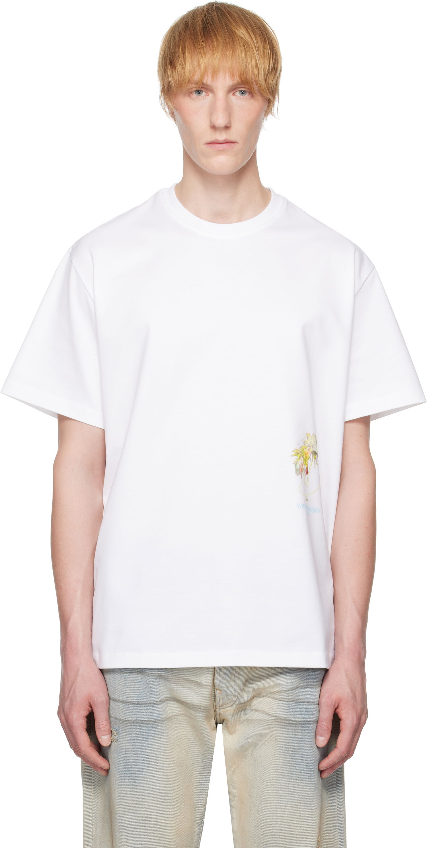 Tričko WOOYOUNGMI WOOYOUNGMI Palm Tree Graphic T-Shirt Biela | W251TS04, 0