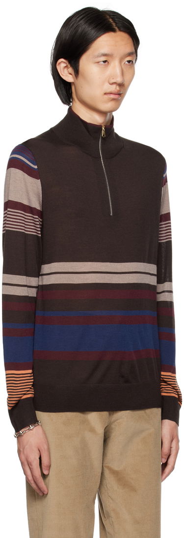 Sveter Paul Smith Paul Smith Striped Quarter-Zip Sweater Hnedá | M1R-264Y-L02081, 1