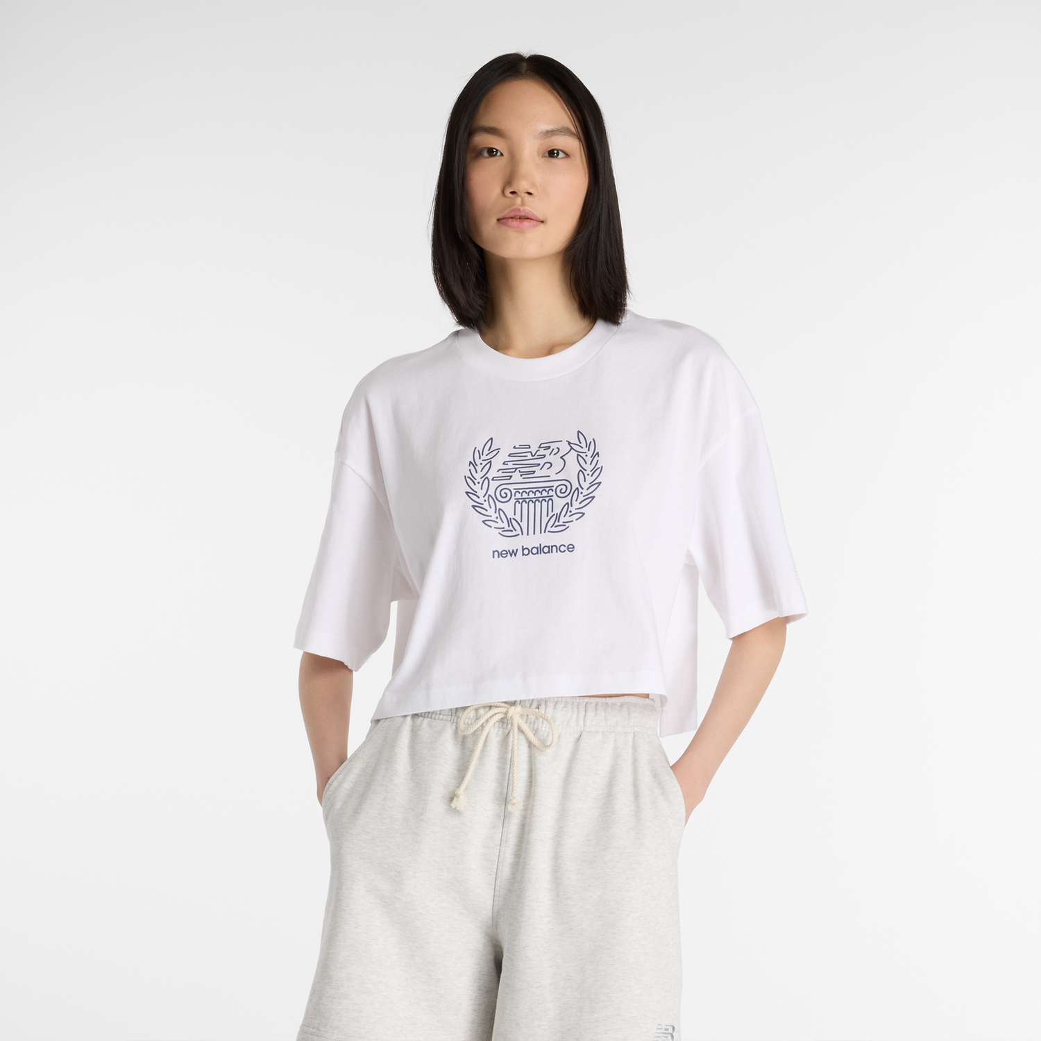 Crop Top New Balance Women's Cropped T-Shirt Biela | NBWT51935WT, 0
