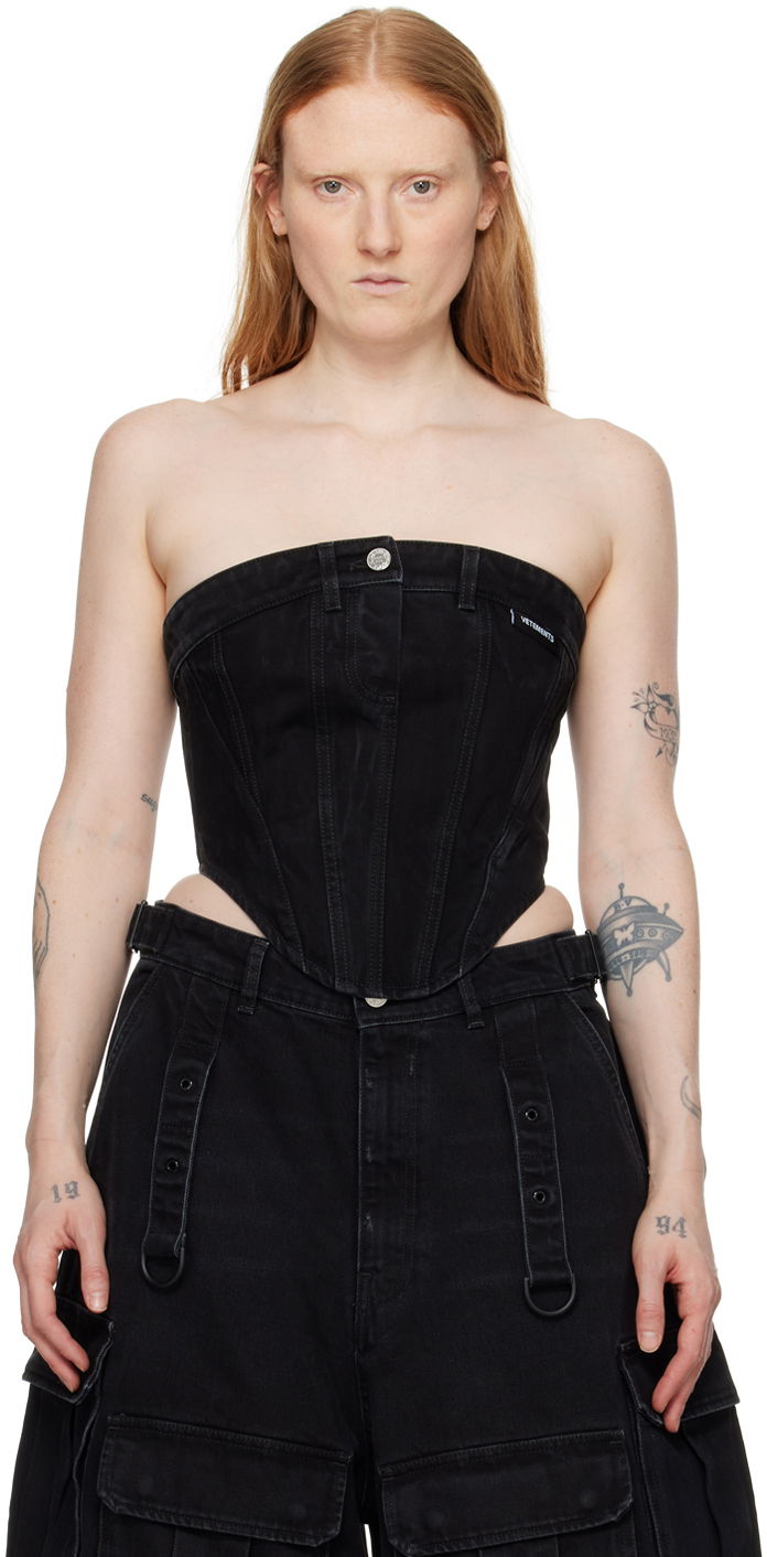 Tielko VETEMENTS Paneled Denim Tank Top Čierna | WE64TO100B