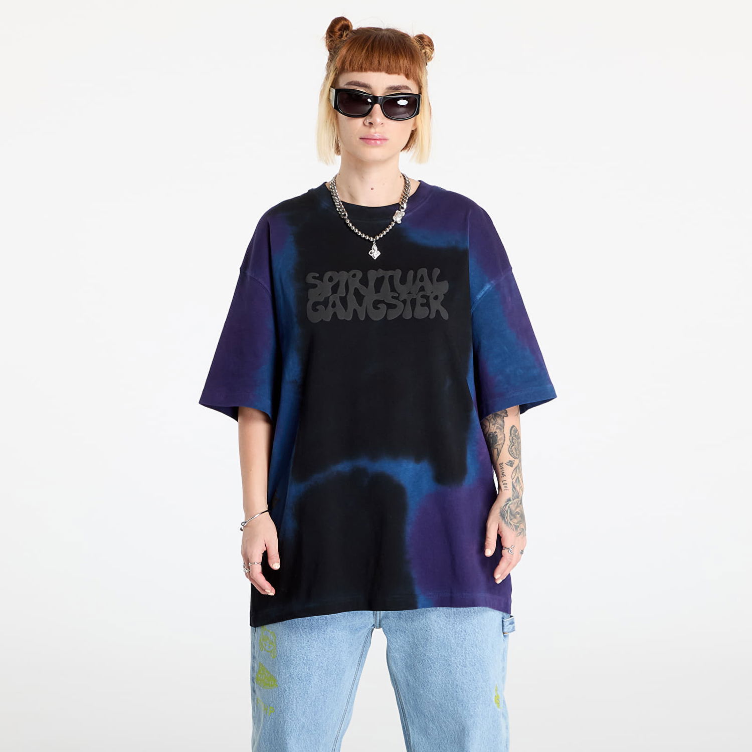 Tričko Footshop Tie Dye T-Shirt With Logo Print Fialová | FTSHP_385, 1