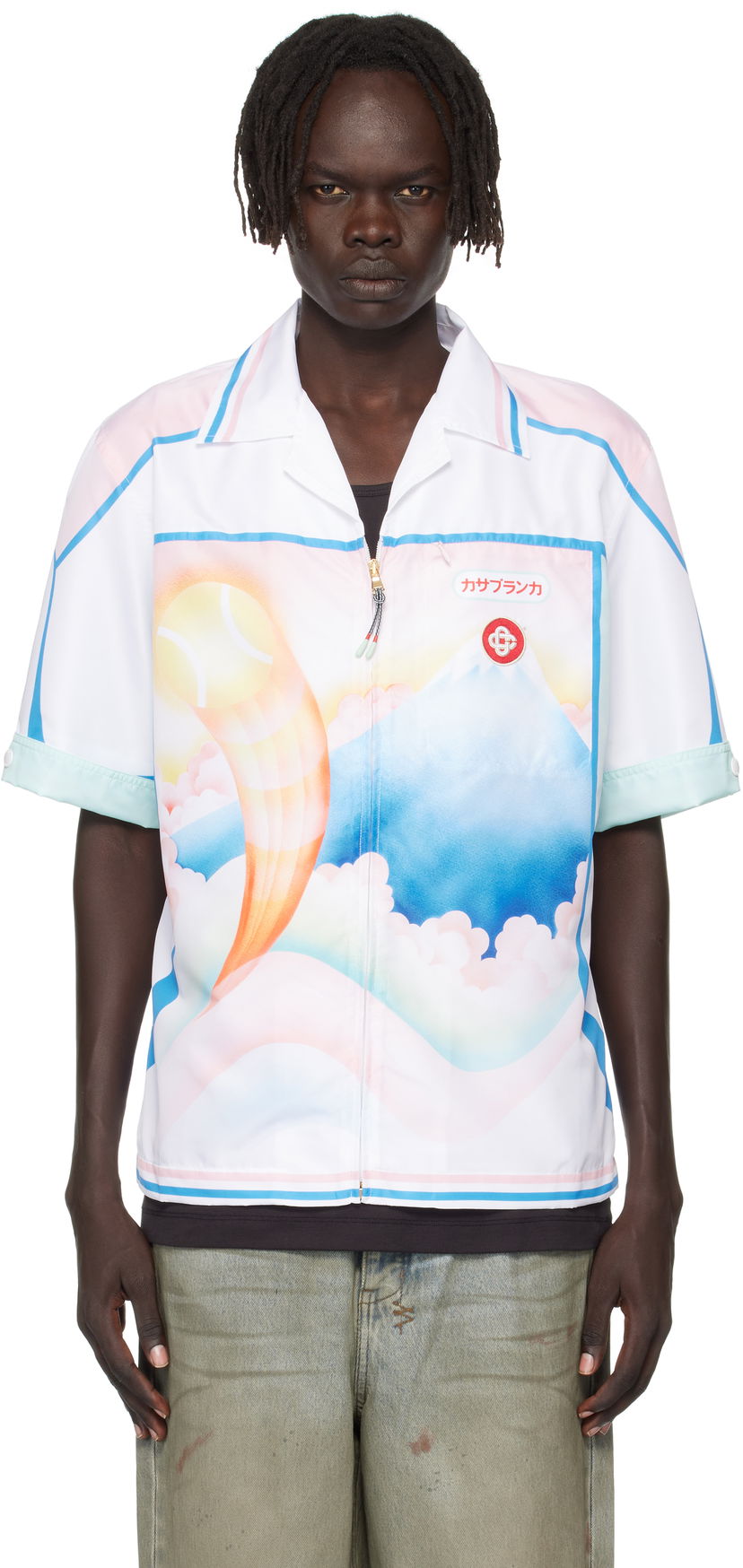 Košeľa Casablanca Casablanca Fuji Dream Zip Shirt Biela | MPF25-SWM-064-01