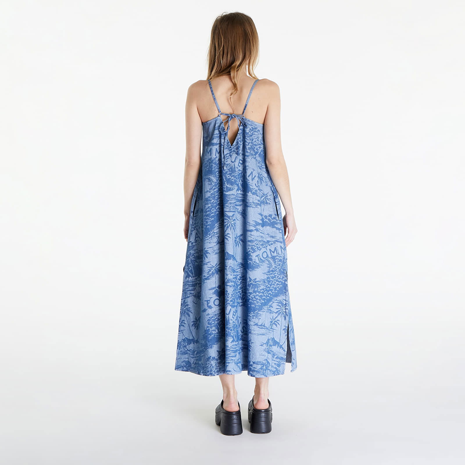 Chambray Sleeveless Maxi Dress Hawaiian Denim Laser