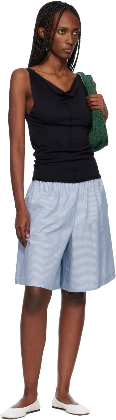 Šortky Baserange Claude Pinstriped Elasticated Waist Shorts Modrá | SSCL-PO-000, 3