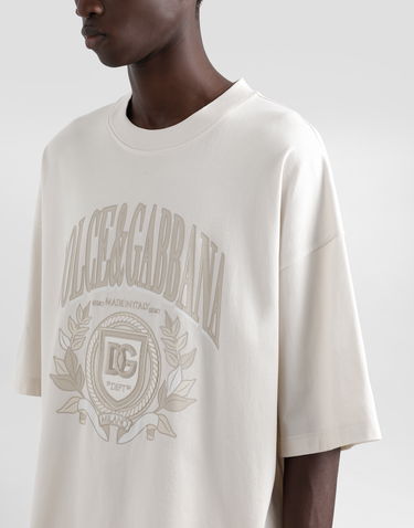 Tričko Dolce & Gabbana Dolce & Gabbana Cotton T-Shirt with Embroidered Crest Logo Biela | G8SH6ZG7O2HA4567, 3